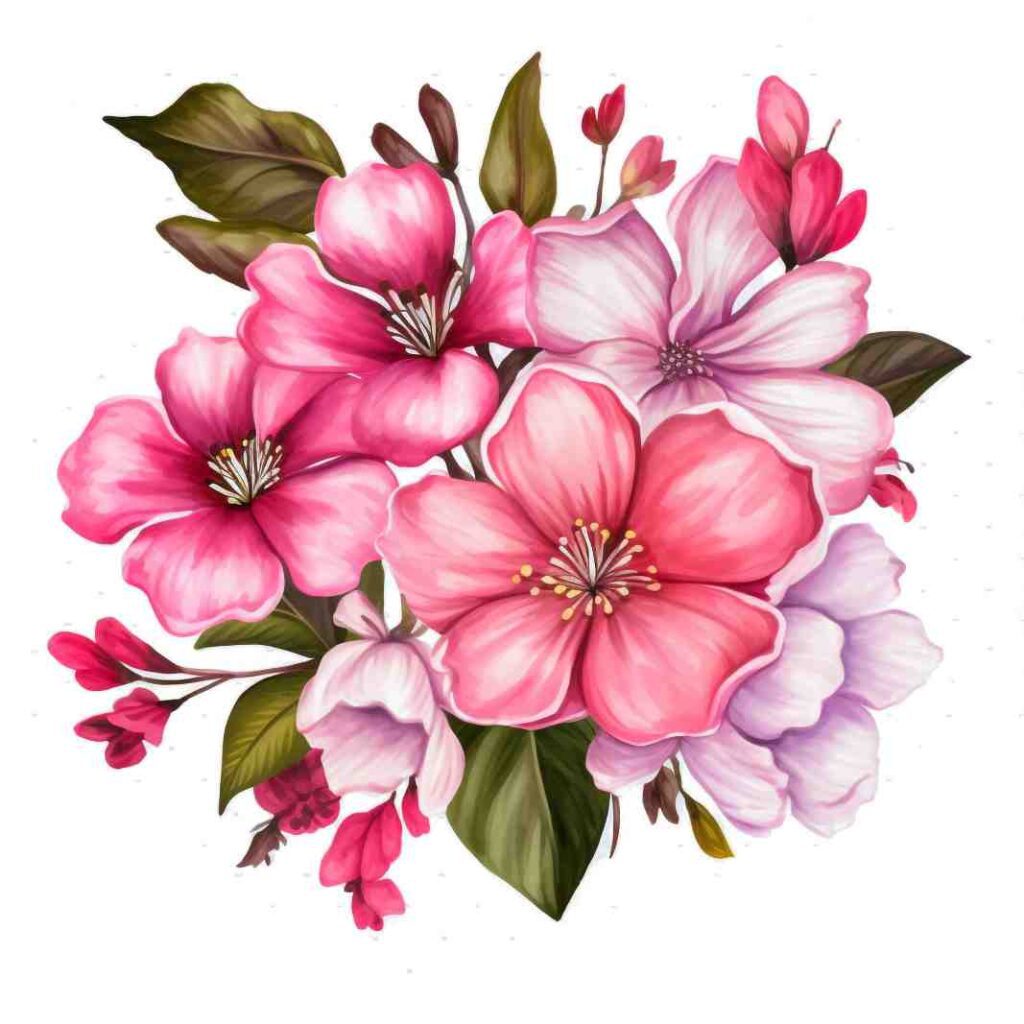 Flower Pink Icon, Watercolor flowers