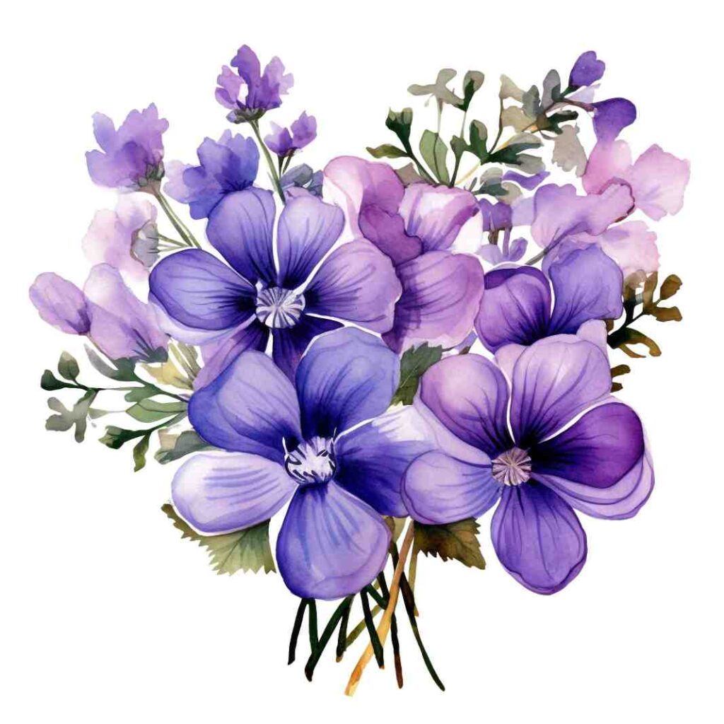 purple watercolor flower floating material