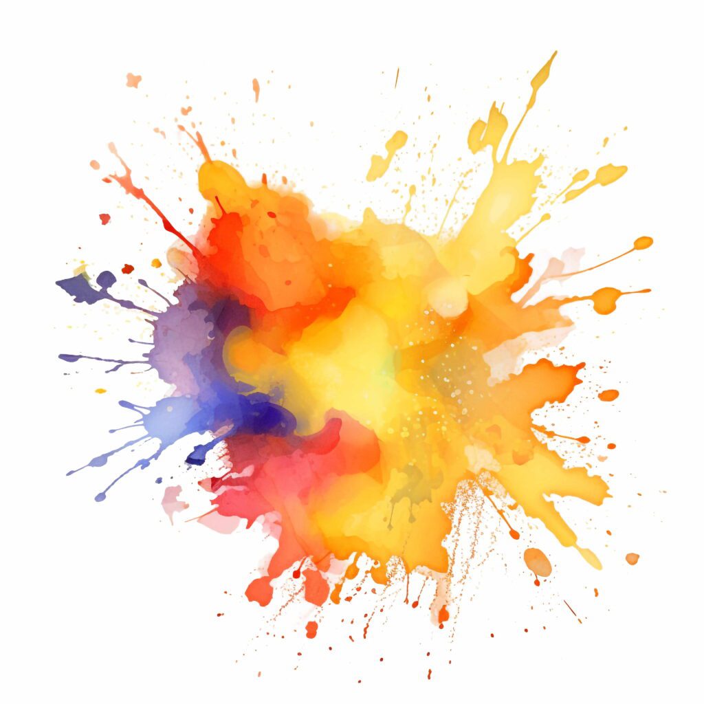 watercolor splatter illustration of a colorful Brush PNG (11)