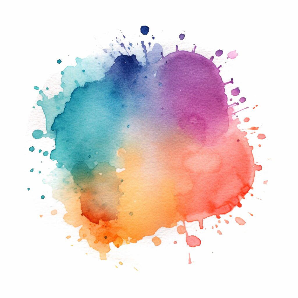 watercolor splatter illustration of a colorful Ink Brush PNG (3)