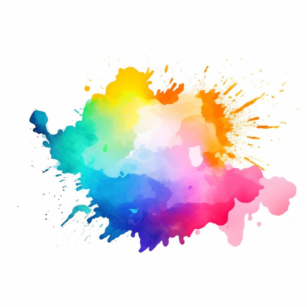 watercolor splatter illustration of a colorful ink Brush PNG (4)