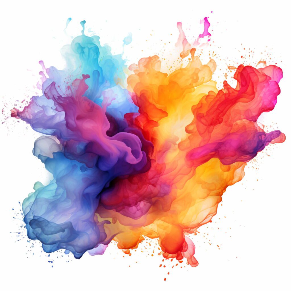 watercolor splatter illustration of a colorful ink Brush PNG (5)