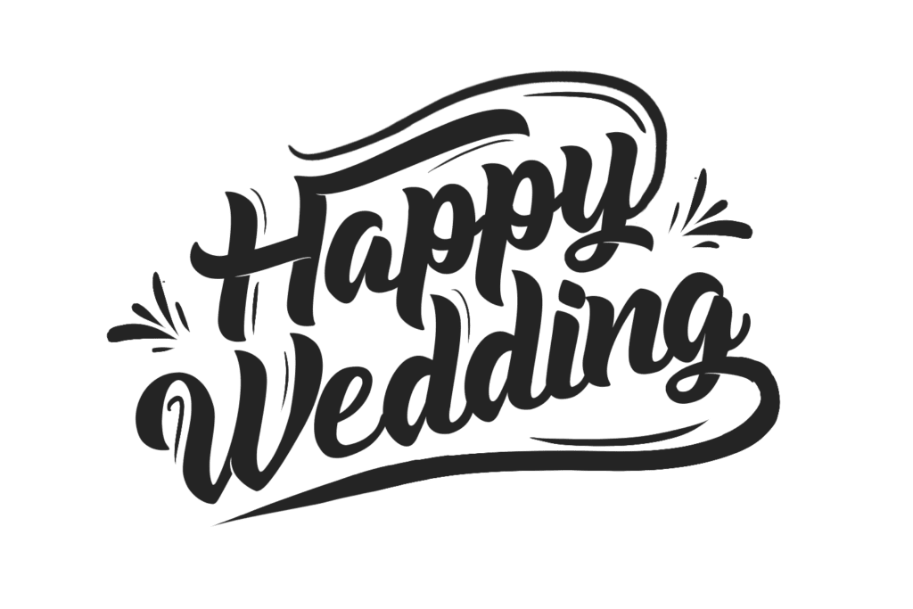 Happy Wedding Text Typography PNG