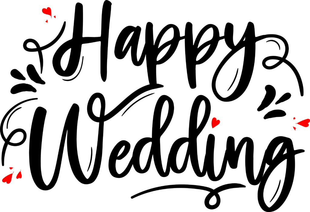 Happy Wedding Typography PNG