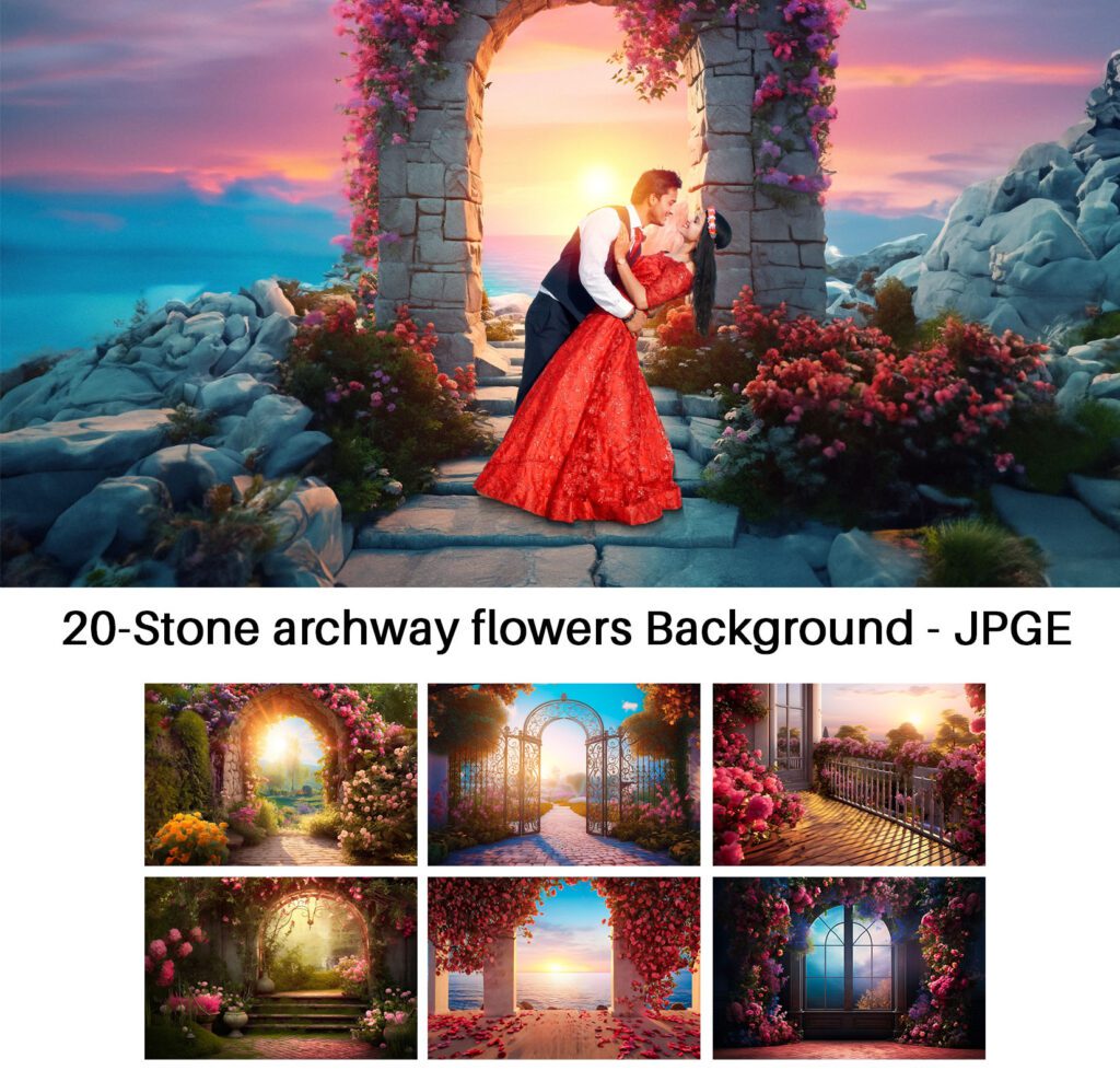 Beautiful flower Arch Digital Background JPG – 20