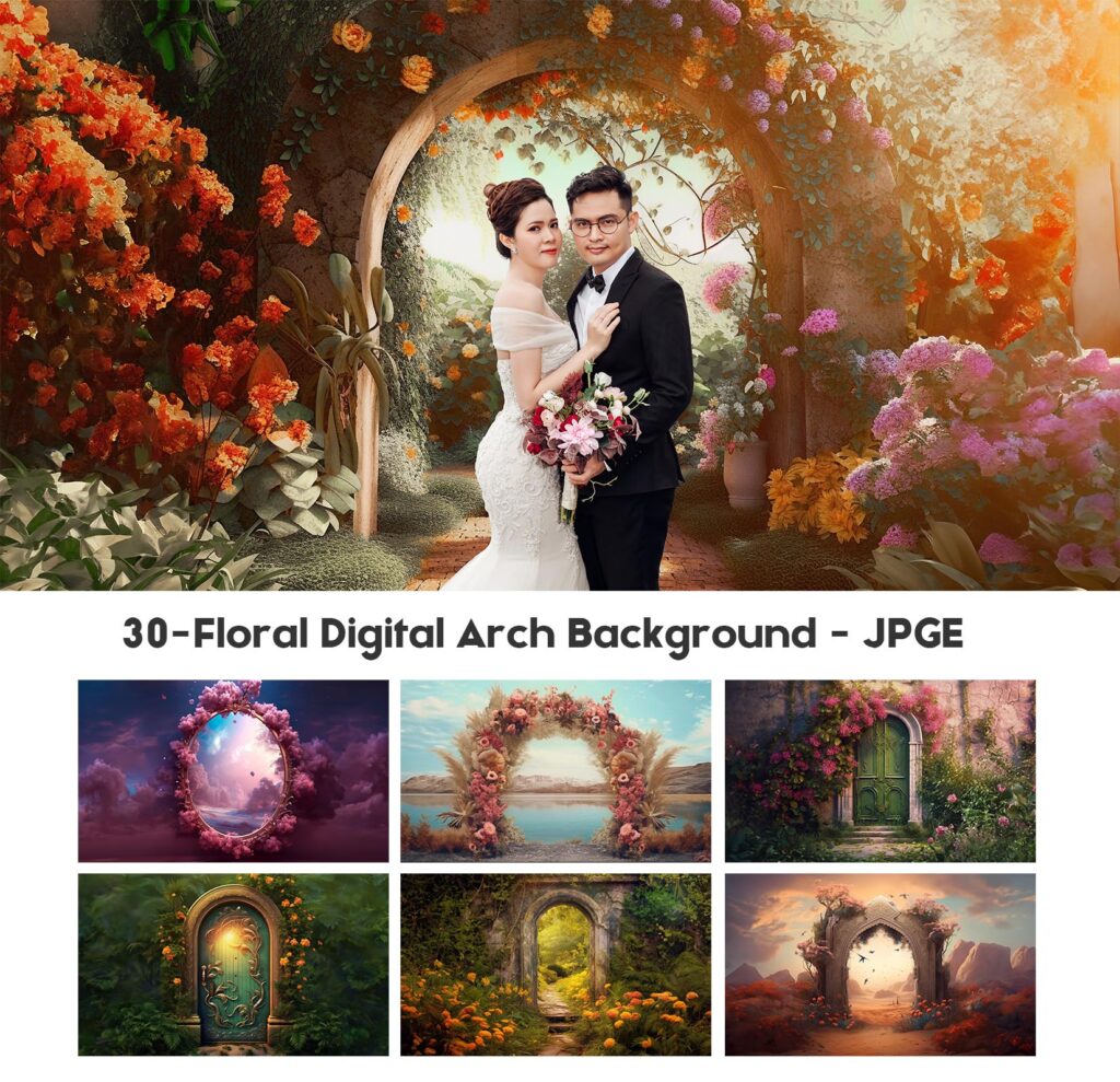 30-Floral Digital Arch Background – JPG