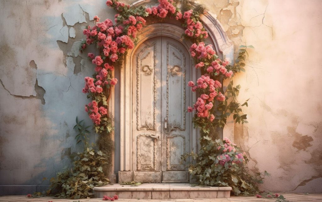 Arch floral door real photo