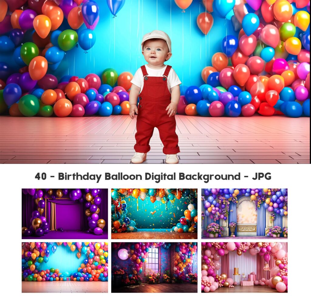 40 – Birthday Balloon Digital Background – JPG