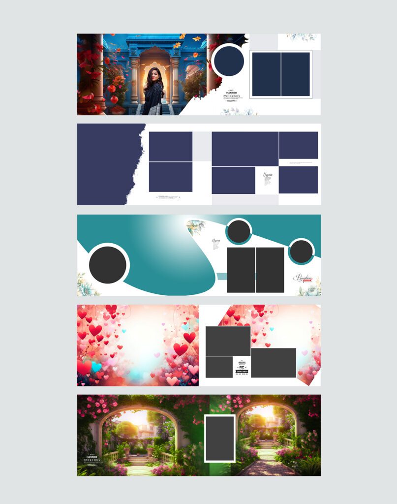 Creative wedding Album layout AI 12×36 5 PSD Only