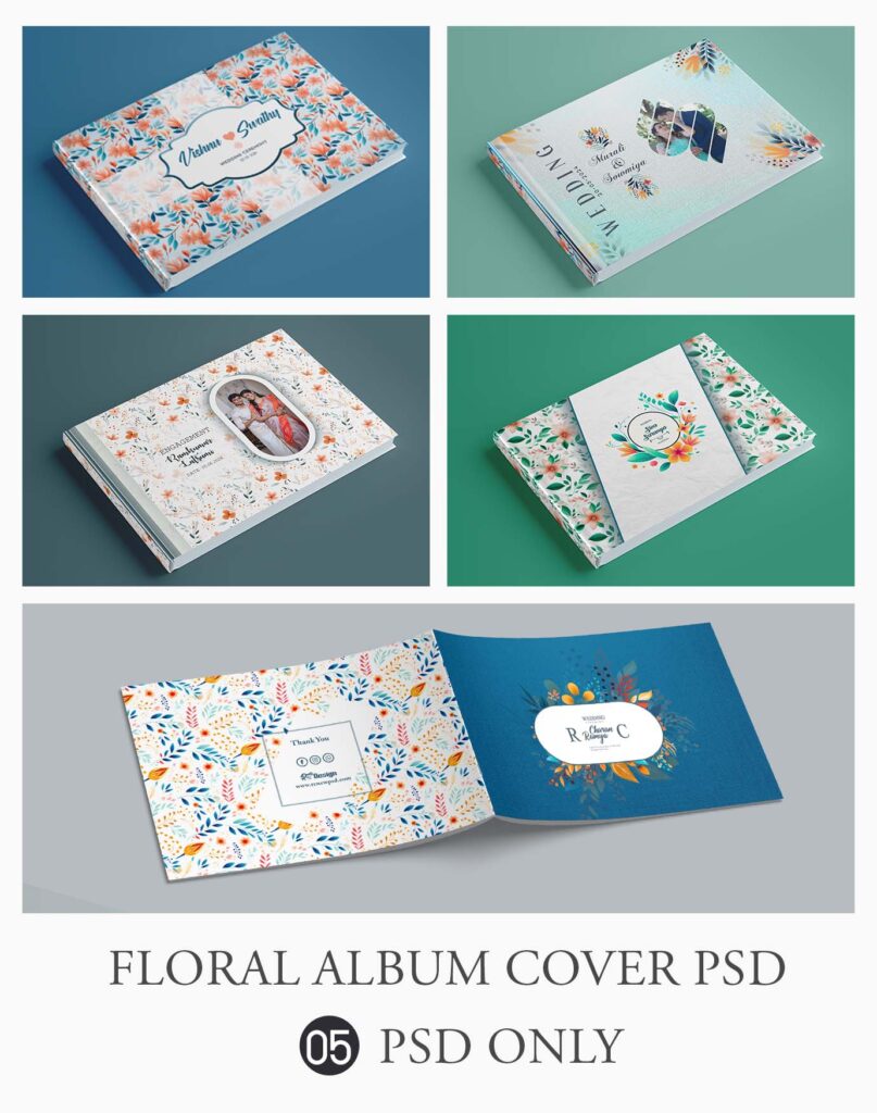 Floral Album Cover Page 14×40 05 PSD Only