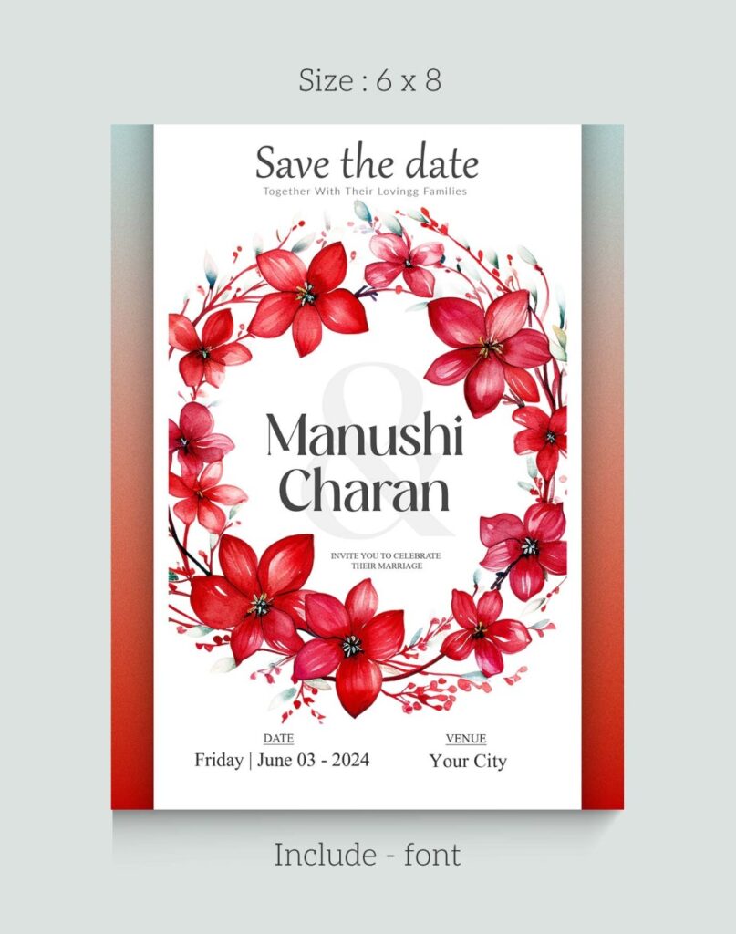 floral wedding invitation save the date template