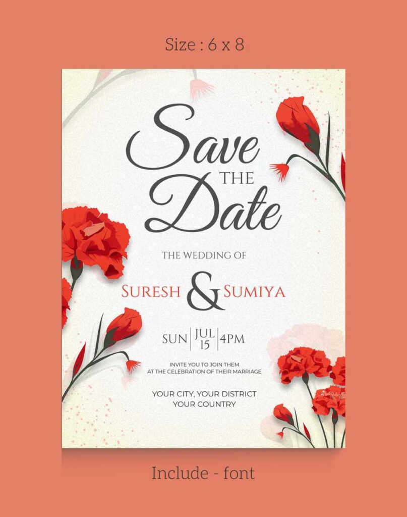 Beautiful Flower Save The Date invitation