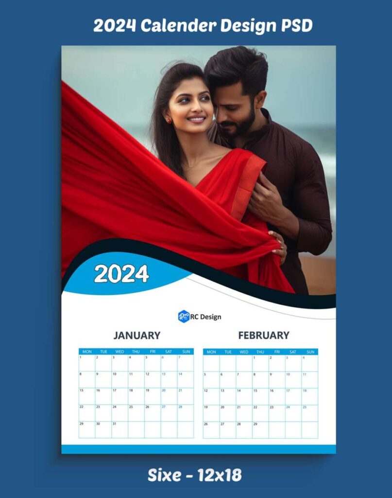 2024 Calender Design PSD -12×18