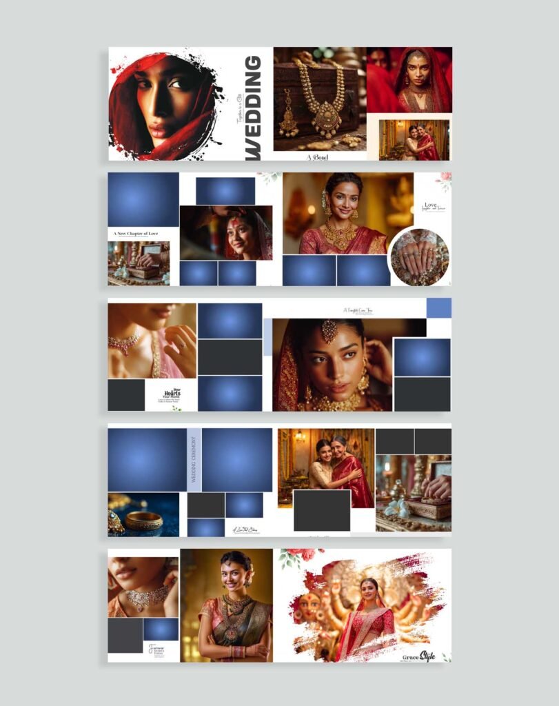 Creative & Classic 12×36 Wedding Album Layouts for Group Shots