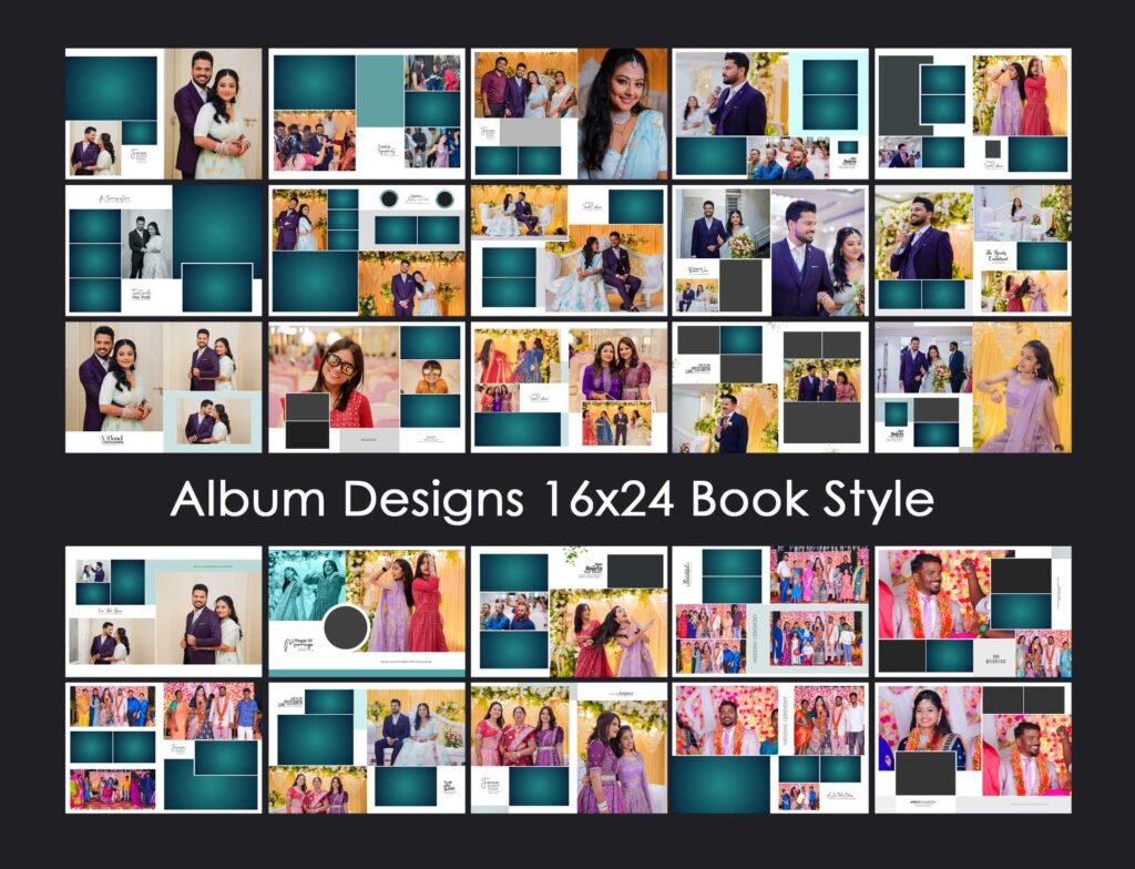 White Moments  25 Wedding Album Designs 16×24 Book Style, RGB, 300 DPI