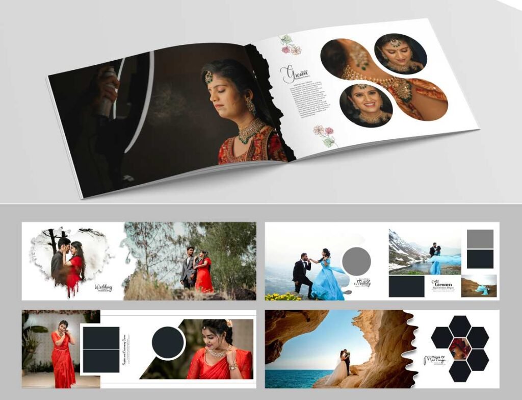 Designer Wedding Album PSD Templates 12×36 Inch 300 DPI RGB Fully Layered and Editable Professional Design