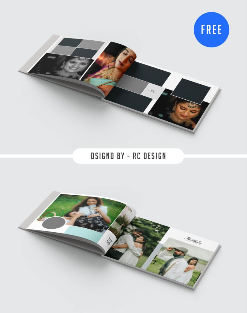 Minimal Love Story Album Template 12×36 PSD File Free Professional Wedding Layout