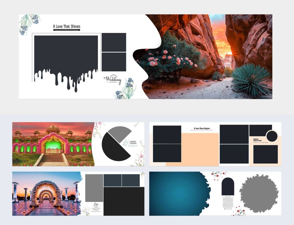 Classic White Wedding Album Layout PSD Design 12×36