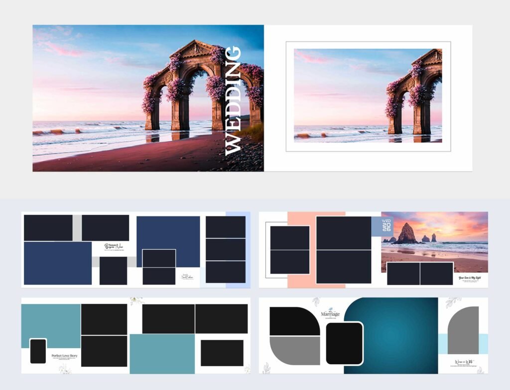 Elegant Floral Wedding Album PSD Profile Template 12×36