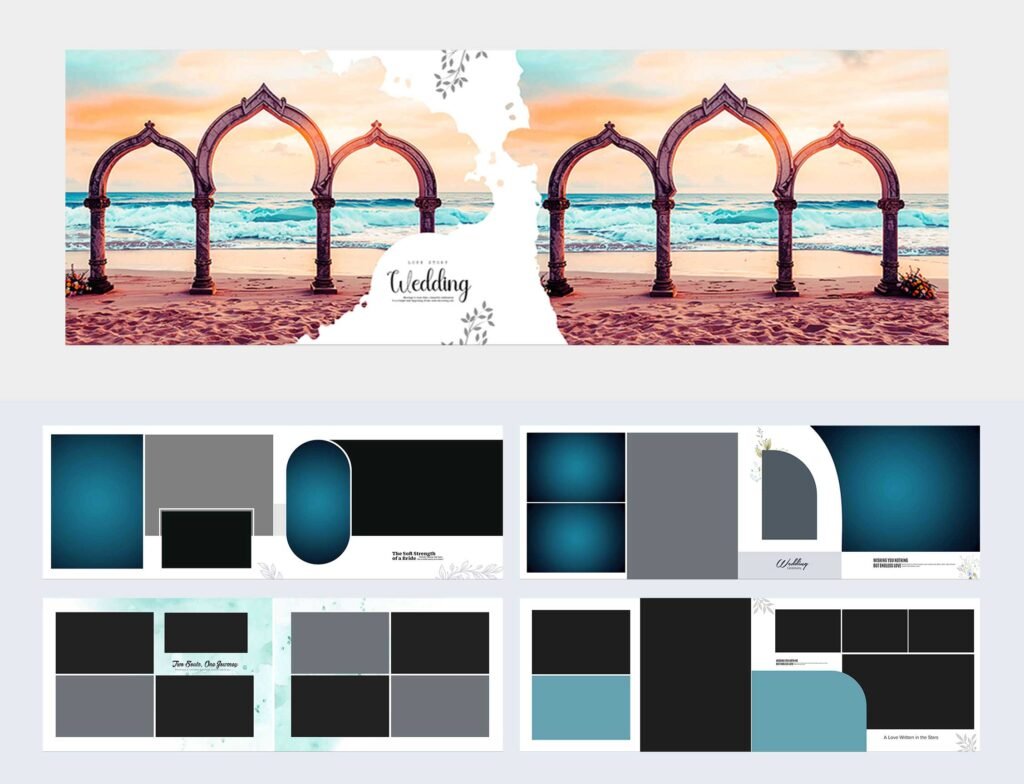 Luxury Floral Wedding Album PSD Design Layout 12×36