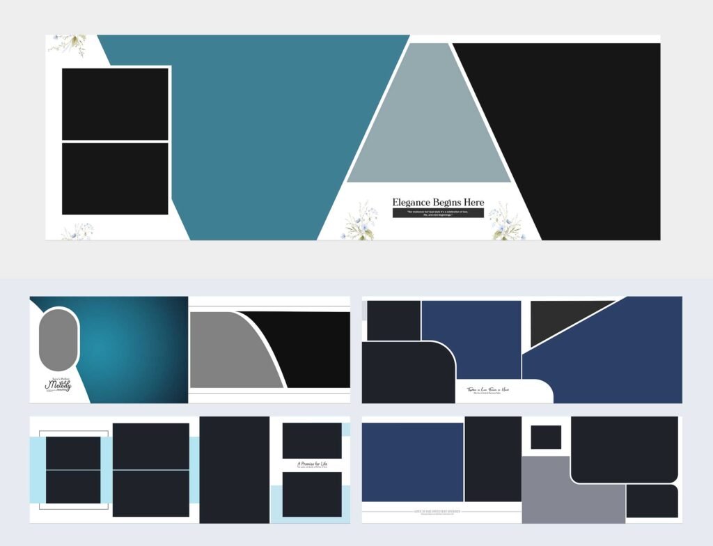 Luxury White Album PSD Layout Template Design 12×36