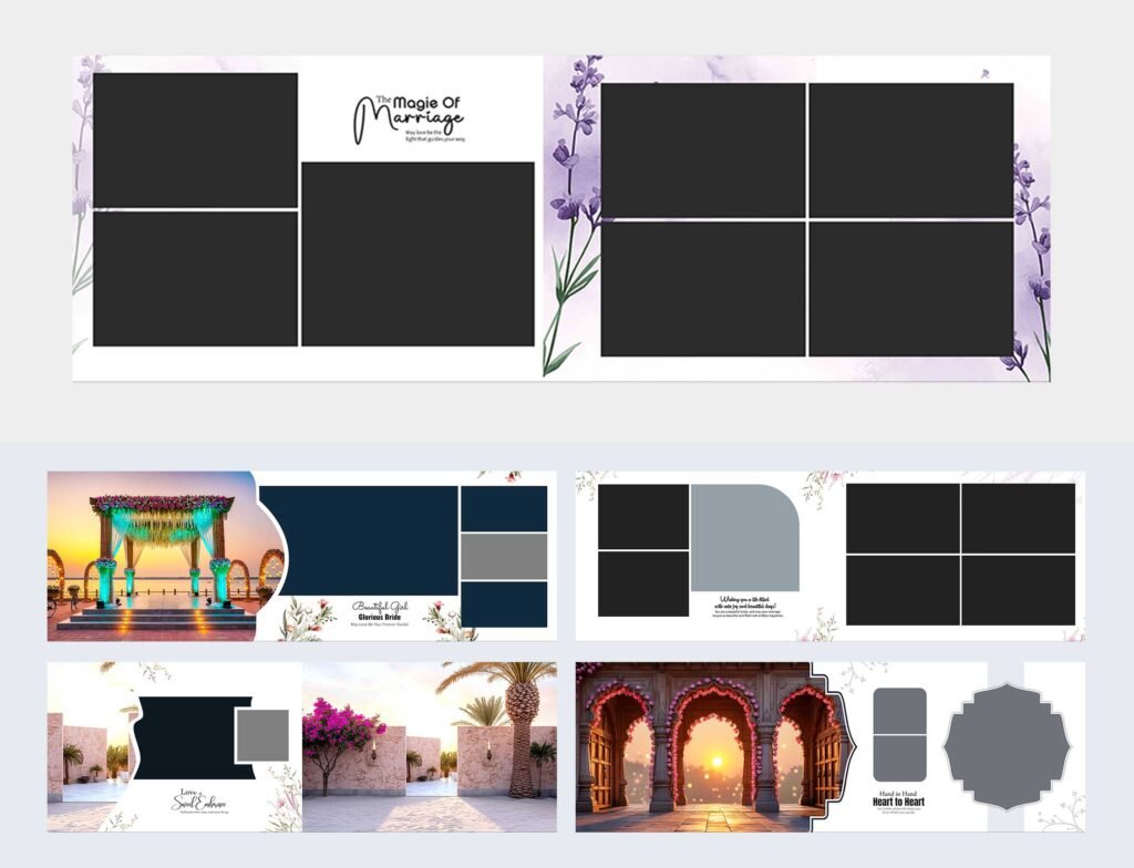 Luxury White Wedding Album PSD Profile Layout 12×36