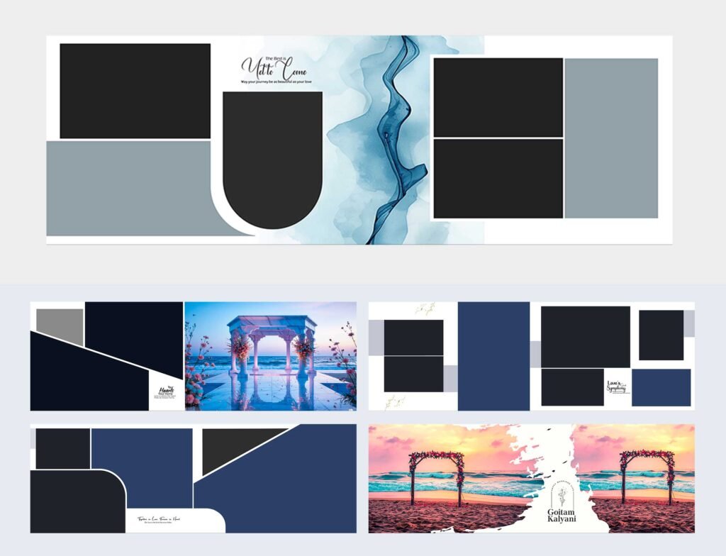 Minimal Floral Wedding Album PSD Template Design 12×36