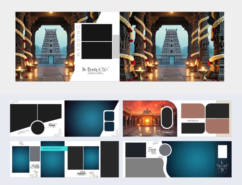 Premium Wedding Album Layout PSD Floral Template 12×36