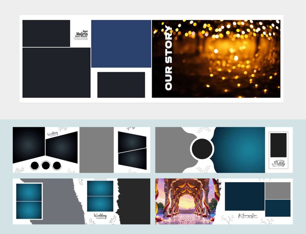 Premium White Floral Wedding Album Layout PSD Template 12×36