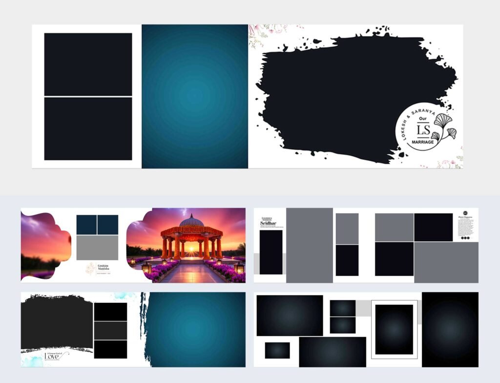 Royal Wedding Album PSD Layout Floral Design 12×36