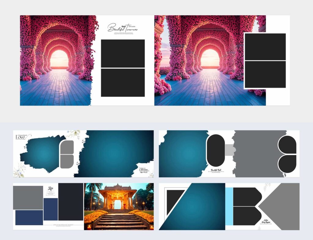 Royal White Floral Album PSD Layout Template 12×36