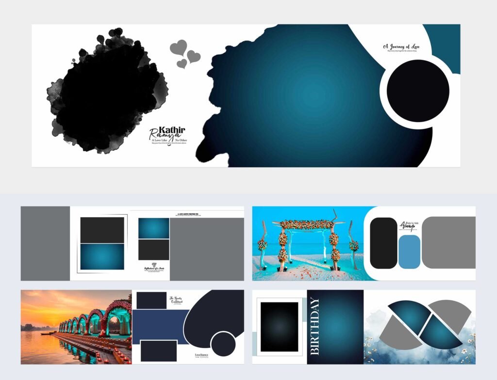 Stylish White Wedding Album Layout PSD Template 12×36