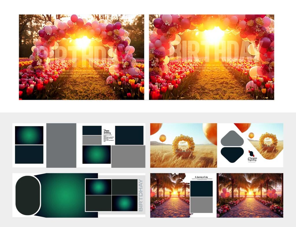 Cinematic Birthday Album Templates 12×36