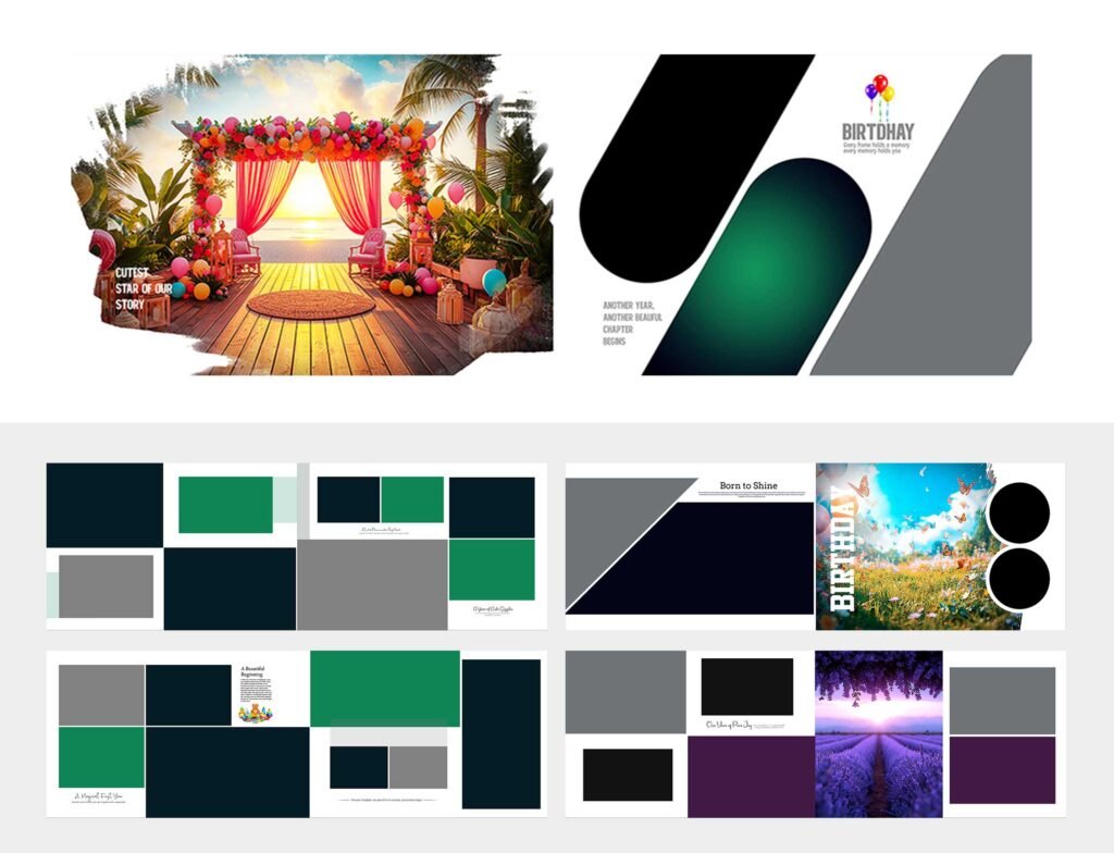 Modern Birthday Album Layouts 12×36
